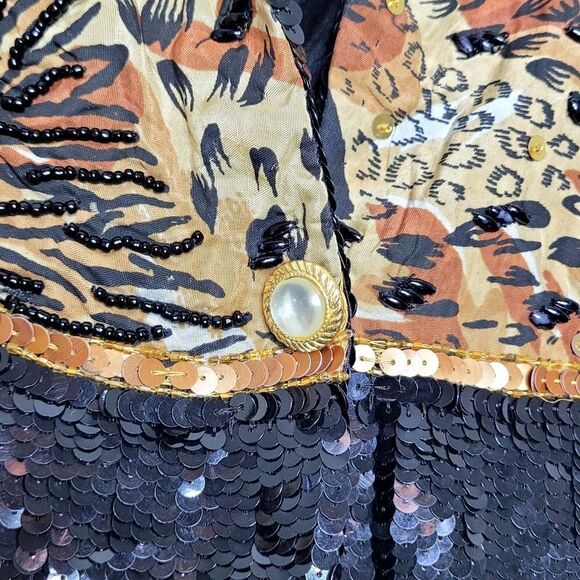 Vintage Modi Silk Sequin Jacket Size Large 10-12 - Picture 4 of 9